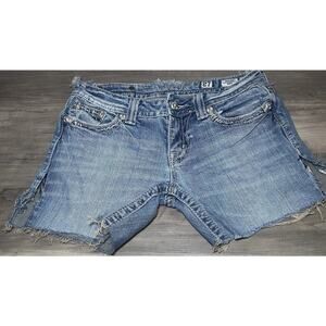 Miss Me Womens Cutoff Shorts JW5180B7 Size 28 Flap Pocket Rhinestone Distressed